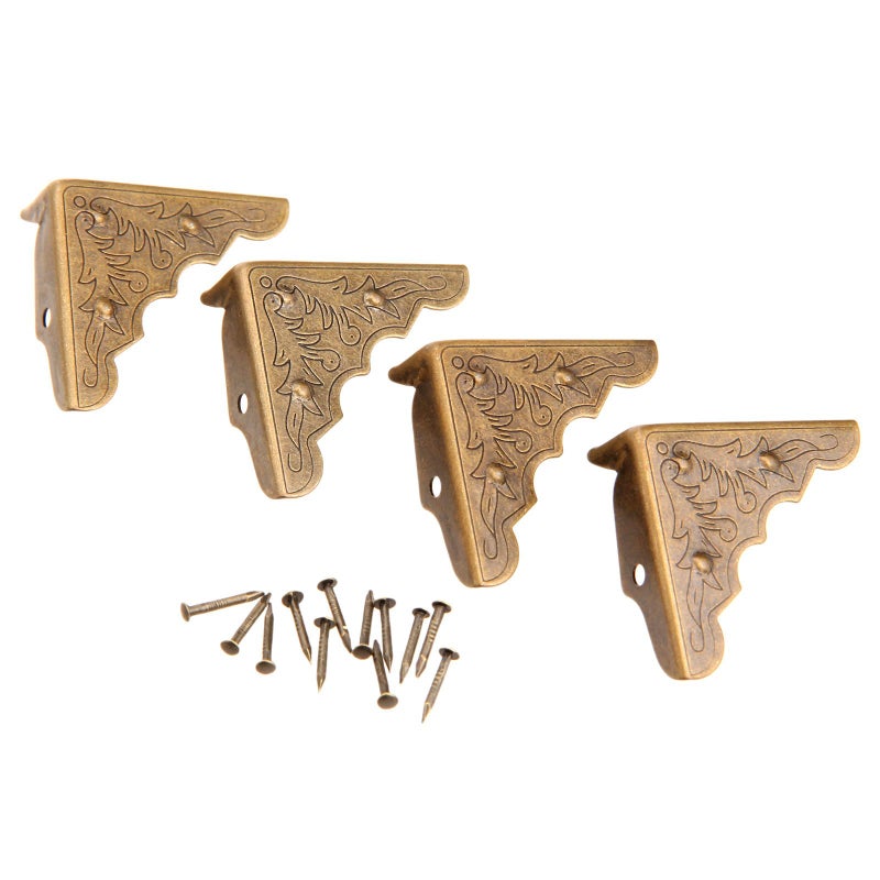 Dophee 8Pcs Antique Brass Jewelry Box Corner Case Chest Corner Protector Guard Edge Cover - Image 1