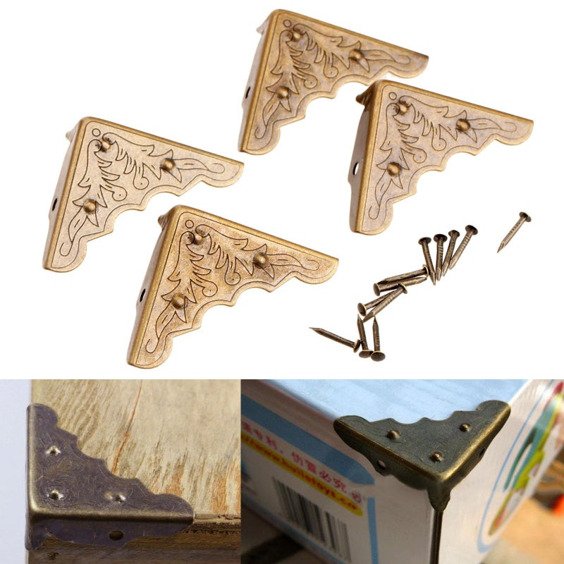 Dophee 8Pcs Antique Brass Jewelry Box Corner Case Chest Corner Protector Guard Edge Cover - Image 3