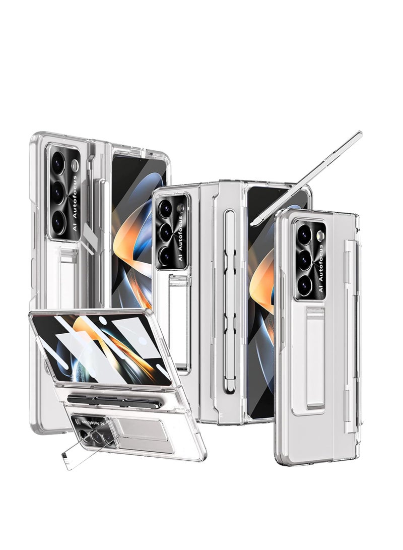 SYOSI Compatible for Samsung Galaxy Z Fold 6 Case with S Pen Holder & S Pen, Screen Protector Hinge Cases with Kickstand, Transparent, Built-in Screen Protector, Stylus Slot, Anti-Yellowing - Image 1