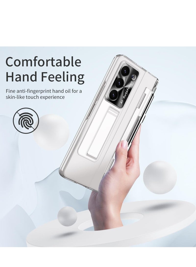 SYOSI Compatible for Samsung Galaxy Z Fold 6 Case with S Pen Holder & S Pen, Screen Protector Hinge Cases with Kickstand, Transparent, Built-in Screen Protector, Stylus Slot, Anti-Yellowing - Image 3