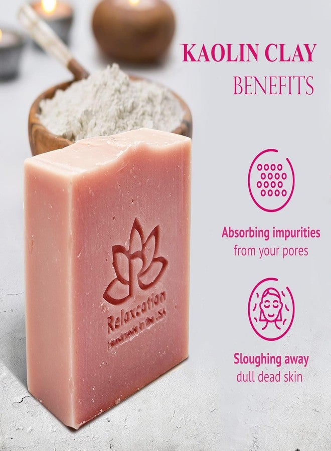 Relaxcation ROSE Natural Bar Gentle and Luxurious Soap with Fresh Rose Water, Kaolin Clay, Moisturizing Coconut Oil - Gentle Pink Soap for Face Sensitive skin - Perfect for Face and Body - 4.5 oz - Image 3
