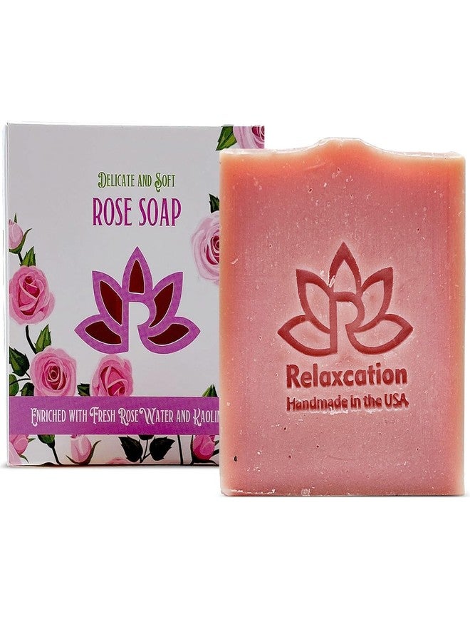 Relaxcation ROSE Natural Bar Gentle and Luxurious Soap with Fresh Rose Water, Kaolin Clay, Moisturizing Coconut Oil - Gentle Pink Soap for Face Sensitive skin - Perfect for Face and Body - 4.5 oz - Image 5