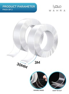 Set of 2 | Nano Heavy-Duty Clear Double-Sided Tape | Powerful Bond, Removable, Strong Adhesive | Perfect for DIY Projects, Home Renovation, Hanging Photos, Mounting, and More | 3m x 30mm - pzsku/Z1125805DFE65AB55A5FCZ/45/_/1740428213/45b924f6-f577-4ba9-88a5-0493fe86ca54