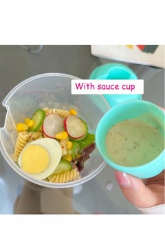 SYOSI Salad Cup, 2022 New Keep Fit Salad Meal Shaker Cup with Fork and Salad Dressing Holder, Fresh Salad Cup with Washing Brush, Health Salad Container, Portable Vegetable Breakfast to Take Away  - Image 3
