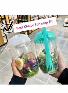 SYOSI Salad Cup, 2022 New Keep Fit Salad Meal Shaker Cup with Fork and Salad Dressing Holder, Fresh Salad Cup with Washing Brush, Health Salad Container, Portable Vegetable Breakfast to Take Away  - Image 5
