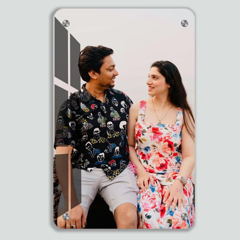 Print Uphaar Print Uphaar Personalized Waterproof UV Printing Acrylic 5mm Photo Frameless Picture Customised Gift For Wedding Birthday Anniversary Special Moment Vertical 18X24 Inches  - Image 1
