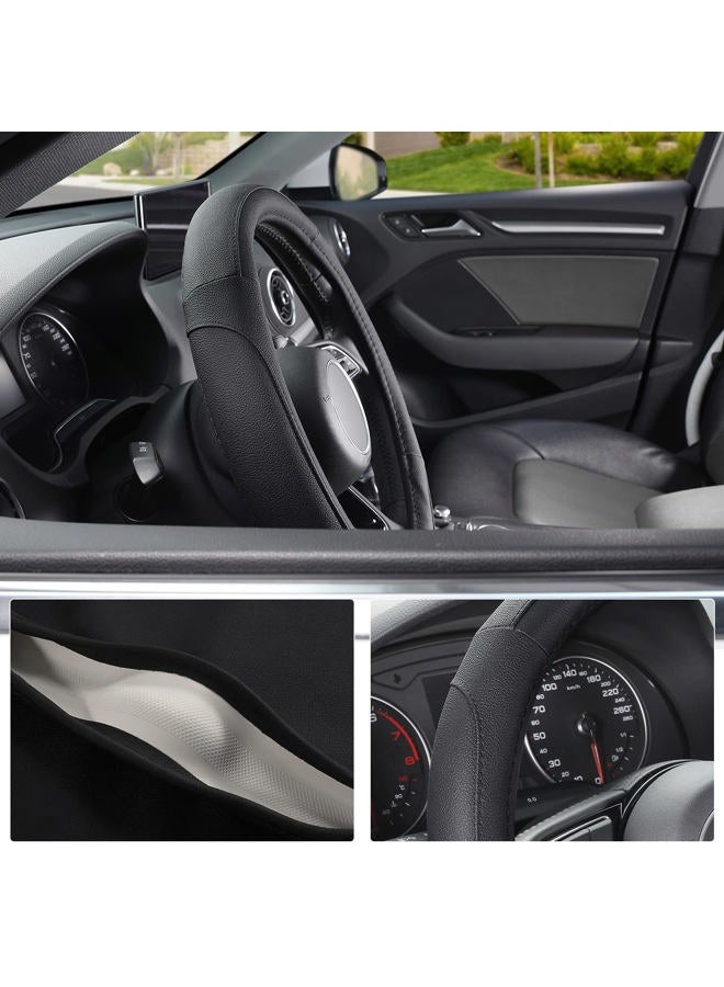 SEG Direct Car Steering Wheel Cover for Prius Civic 14-14.25 inch, Black Microfiber Leather - Image 3