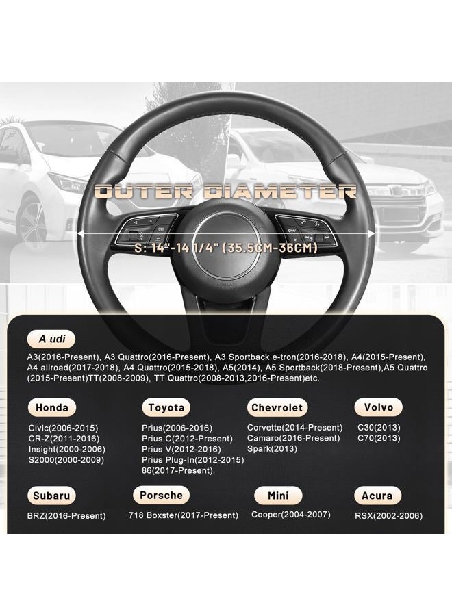 SEG Direct Car Steering Wheel Cover for Prius Civic 14-14.25 inch, Black Microfiber Leather - Image 5