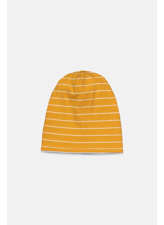Unisex Striped Double,Sided Beanie, Blue and Yellow