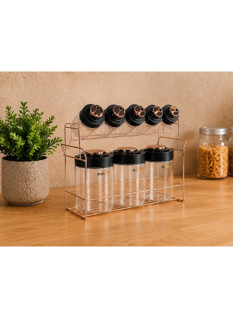 Drobina 9 Piece Spice Container Set Black - Image 4