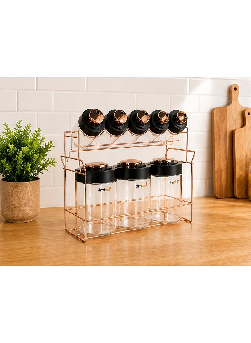 Drobina 9 Piece Spice Container Set Black - Image 3