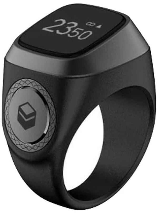 خاتم تسبيح ذكي ZIKR1-22F Lite Version مع شاشة OLED، تذكير بمواقيت الصلاة، عداد تسبيح، بلوتوث، مقاوم للماء IP67، جرافيت، 20 مم - Image 1