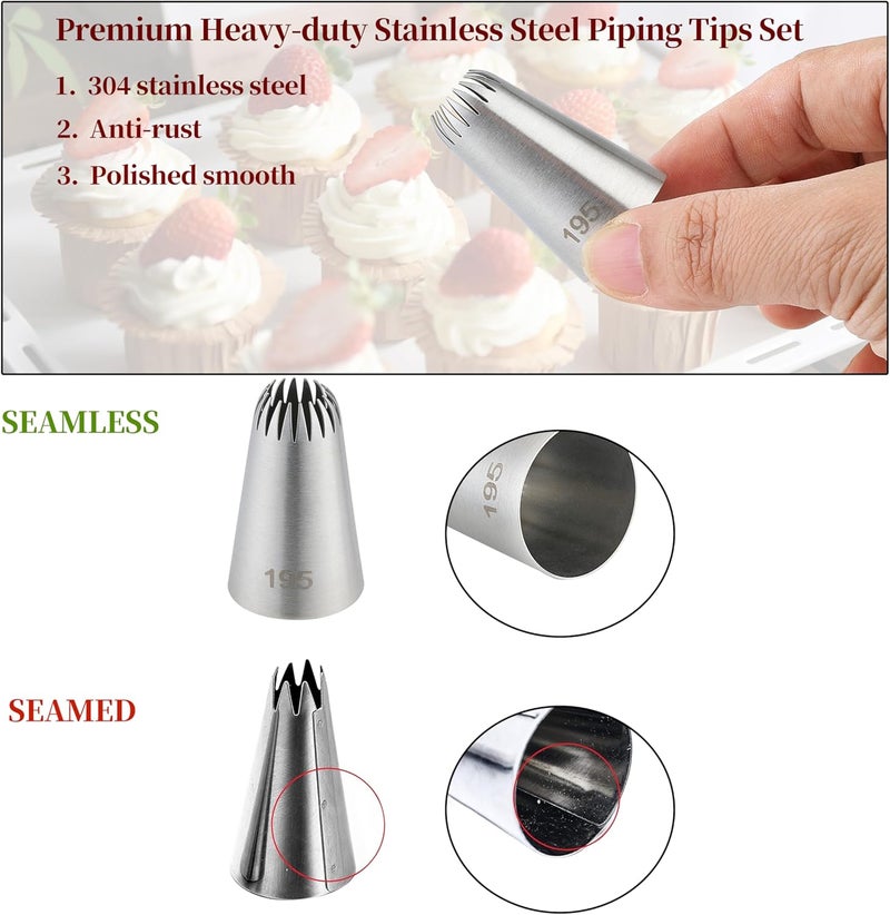 COKUMA 5PCS Large Piping Tips Set, Stainless Steel Cake Decorating Tips, Frosting Icing Tips for Cupcakes, Cake, Cookie and Decorating (Dishwasher Safe) - Image 4