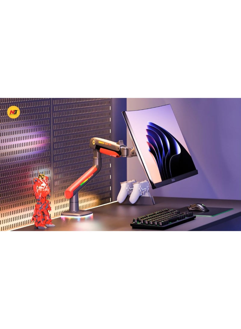 أن بي نورث بايو ذراع شاشة ألعاب NB Ergonomic L50 مع إضاءة RGB – يناسب شاشات من 32 إلى 60 بوصة، قدرة تحميل من 2 إلى 20 كجم – تثبيت على سطح المكتب، أحمر - Image 2