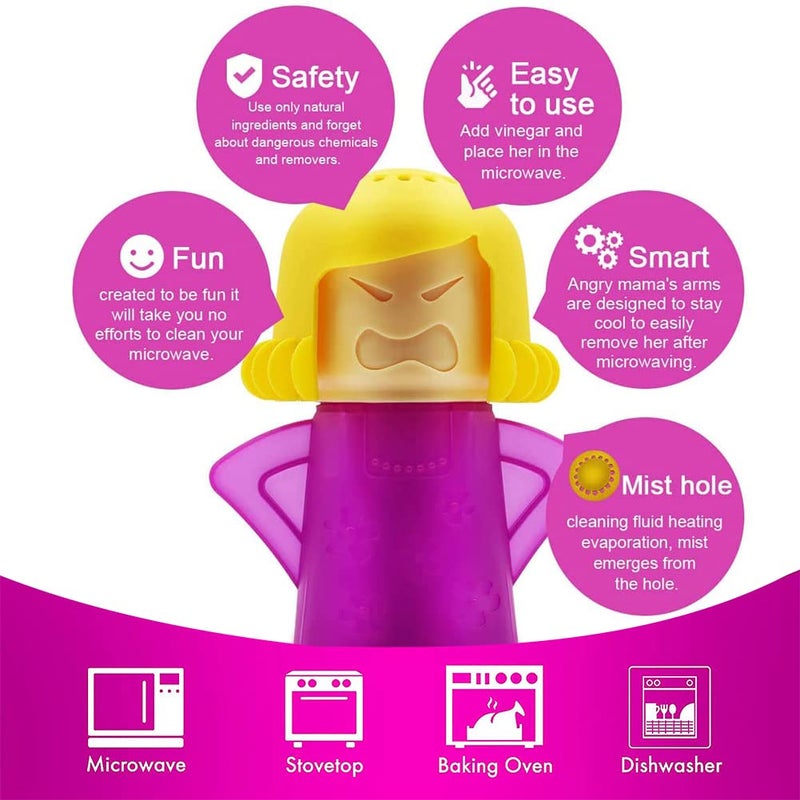 Abnaok 2PCS Angry Mama Microwave Cleaner with Chilly Mama Fridge Cleaner, Easily Clean in Minutes, Microwave cleaner Steam for Home or Office with English Manual - Image 5