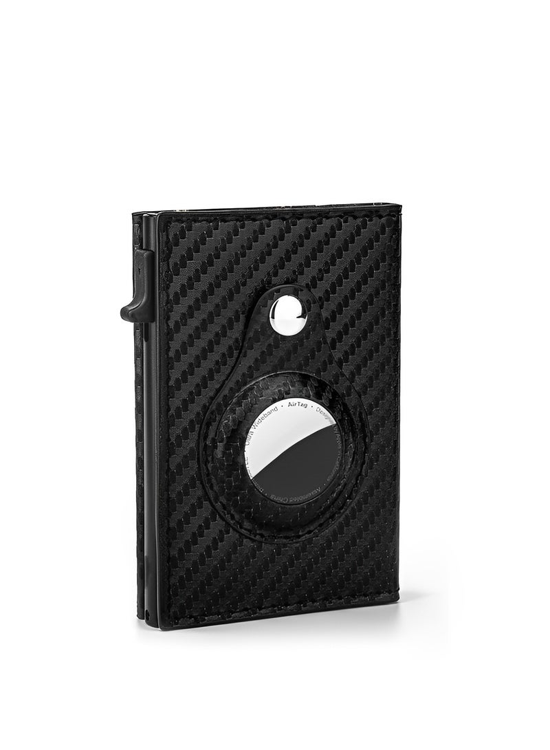 REOCLE Credit Card Wallet Credit Card Holder RFID Wallet Minimalist Card Holder with AirTag Sleeve Anti-Lost Slim Leather AirTag Wallet - Image 2