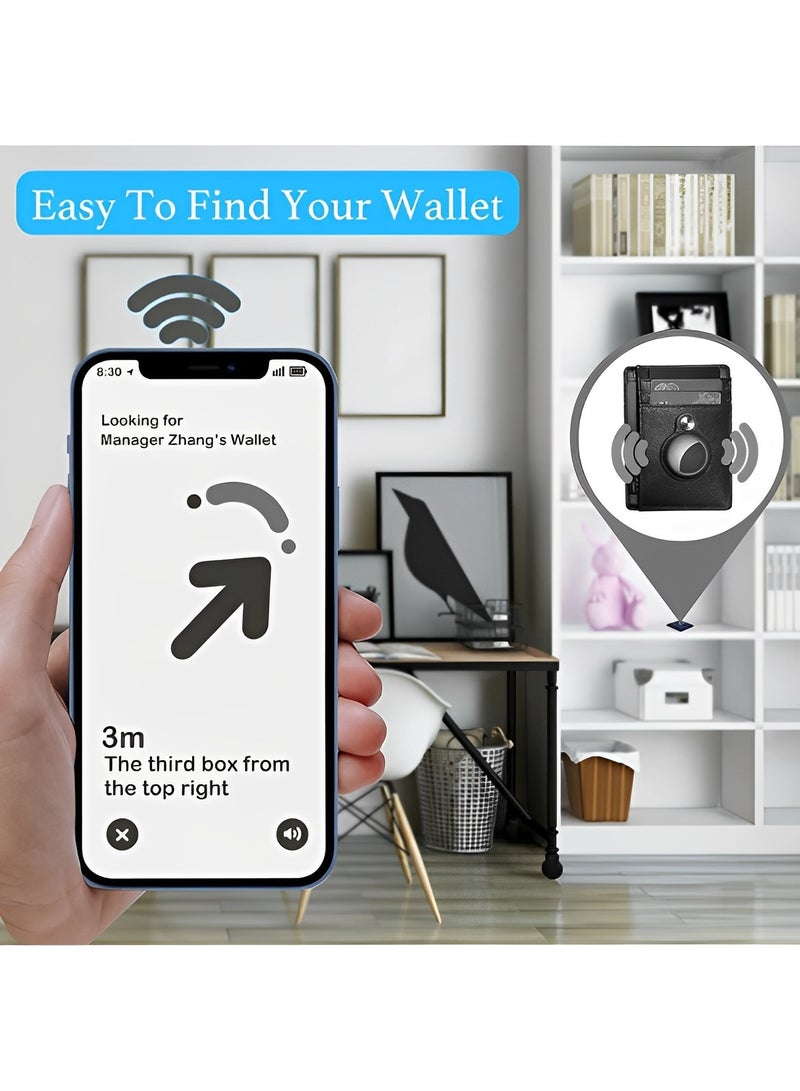 REOCLE Credit Card Wallet Credit Card Holder RFID Wallet Minimalist Card Holder with AirTag Sleeve Anti-Lost Slim Leather AirTag Wallet - Image 3