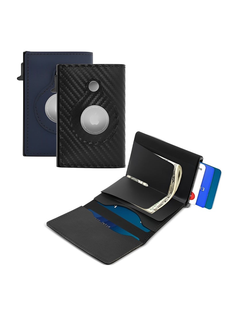 REOCLE Credit Card Wallet Credit Card Holder RFID Wallet Minimalist Card Holder with AirTag Sleeve Anti-Lost Slim Leather AirTag Wallet - Image 4