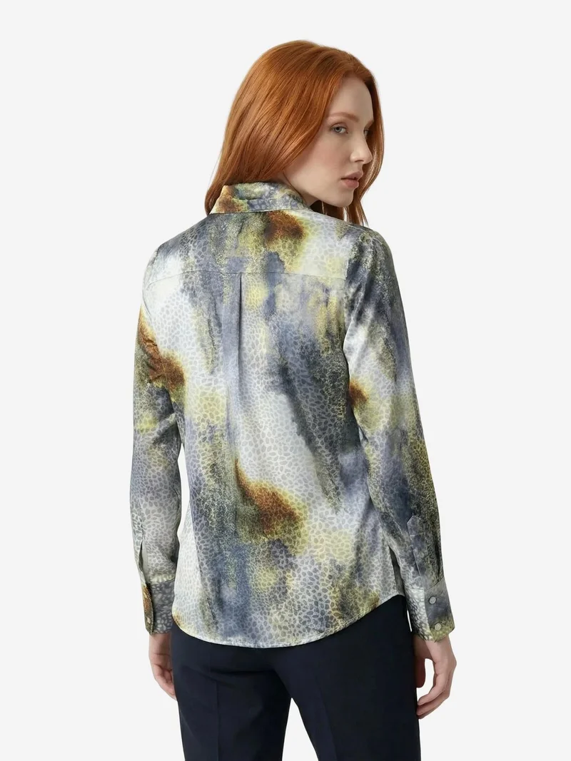 My Fashion Grey MY FASHION Abstract Print Buttoned Long Sleeve Shirt for Women | Best Price UAE