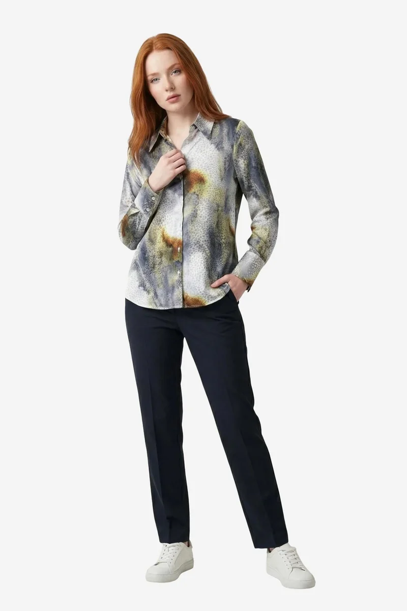 ماي فاشن MY FASHION Abstract Print Buttoned Long Sleeve Shirt