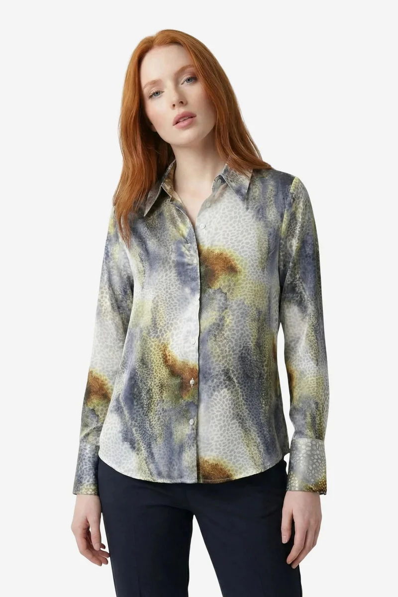 ماي فاشن MY FASHION Abstract Print Buttoned Long Sleeve Shirt