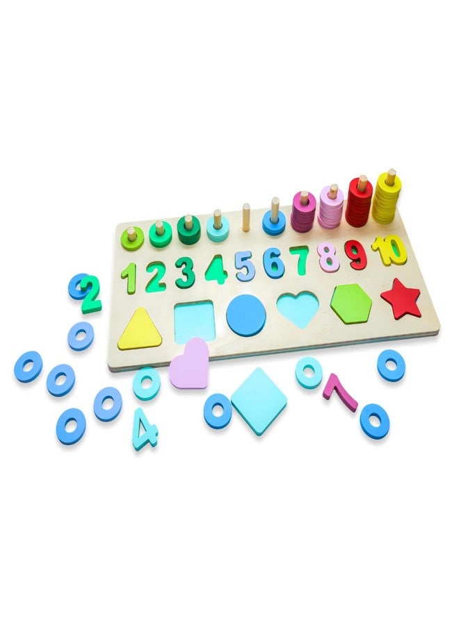 Feelto Wooden Learning Education Board – Number and Shape Sorting Puzzle – Montessori Toy for Toddlers – Colorful and Durable – Eco-Friendly Natural Wood - Image 1