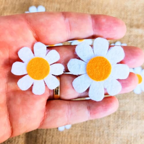 Haoser Pack of 25 Felt Daisy Embellishments – Die Cut Flowers for Scrapbooking, Quiet Books, DIY Crafts – Felt Daisies in 2 Sizes (1.4X2 Inch) - Image 3