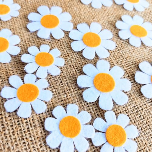 Haoser Pack of 25 Felt Daisy Embellishments – Die Cut Flowers for Scrapbooking, Quiet Books, DIY Crafts – Felt Daisies in 2 Sizes (1.4X2 Inch) - Image 4