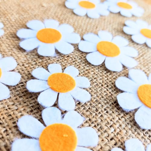 Haoser Pack of 25 Felt Daisy Embellishments – Die Cut Flowers for Scrapbooking, Quiet Books, DIY Crafts – Felt Daisies in 2 Sizes (1.4X2 Inch) - Image 2
