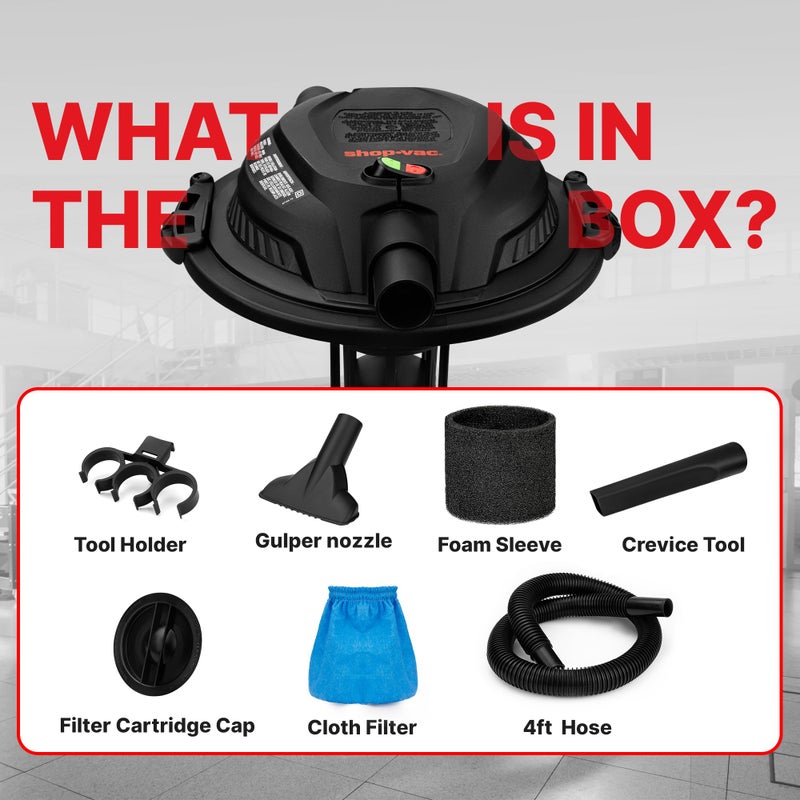 SHOPVAC Shop-Vac 2.5 Peak HP Wet/Dry Vac Bucket Head, Fits 5 Gallon Bucket (Sold Separately), Portable Shop Vacuum, 1.25 Inch Diameter x 4 Foot Hose, 6 Foot Cord, Ideal for Jobsite, Garage, Workshop & Home - Image 3