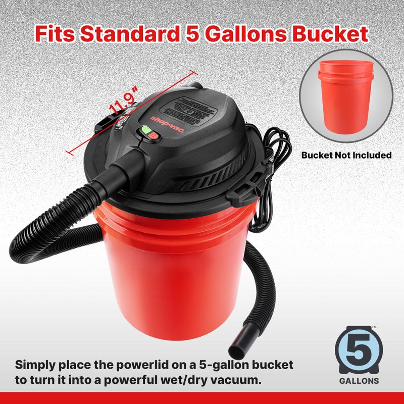 SHOPVAC Shop-Vac 2.5 Peak HP Wet/Dry Vac Bucket Head, Fits 5 Gallon Bucket (Sold Separately), Portable Shop Vacuum, 1.25 Inch Diameter x 4 Foot Hose, 6 Foot Cord, Ideal for Jobsite, Garage, Workshop & Home - Image 4