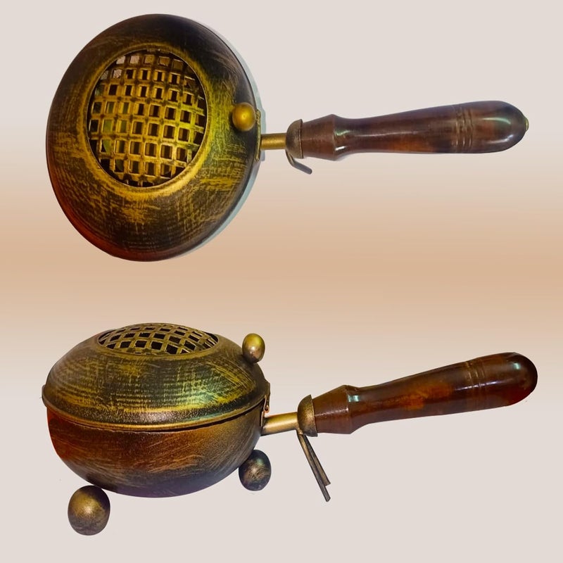 KBV Antique Iron Dhoop Dani Loban Dani Sambrani Dhoop Dani Havan Samgri Dhoop Dani Camphor Dhup Dani for DhunaDhoop Burner Bakhoor Dani for Home Office Pooja Room and Meditation