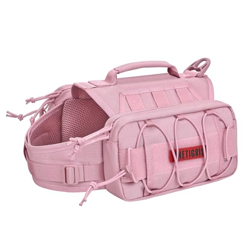ONETIGRIS Dog Backpack for Medium Large Dogs Nylon Backpack for Dogs Tactical Pet Backpack with Side Pockets for Hiking Walking Training Running Pink Medium - Image 1