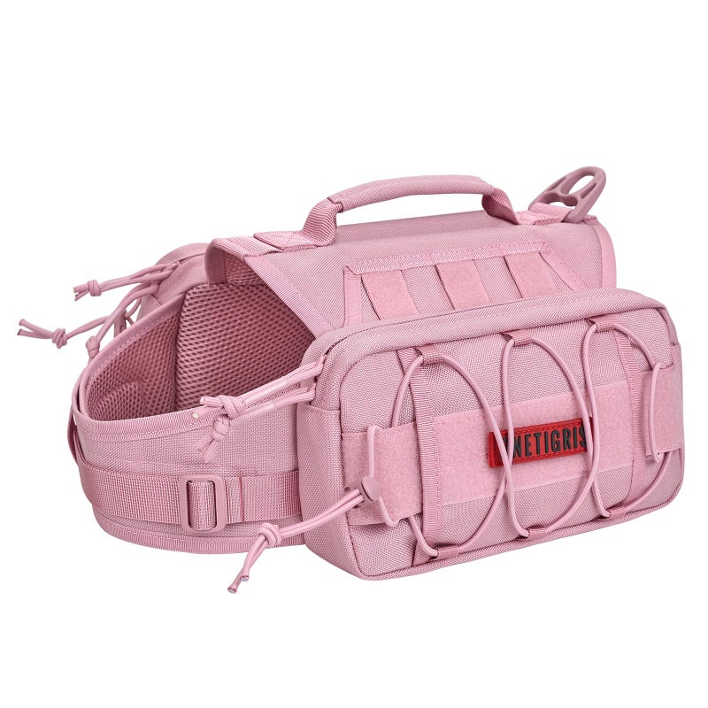 ONETIGRIS Dog Backpack for Medium Large Dogs Nylon Backpack for Dogs Tactical Pet Backpack with Side Pockets for Hiking Walking Training Running Pink Medium - Image 2