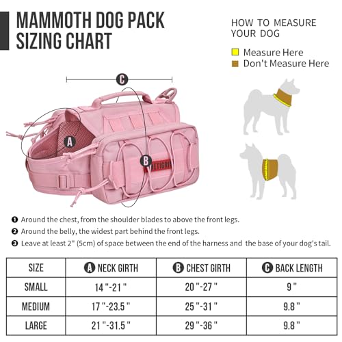 ONETIGRIS Dog Backpack for Medium Large Dogs Nylon Backpack for Dogs Tactical Pet Backpack with Side Pockets for Hiking Walking Training Running Pink Medium - Image 3