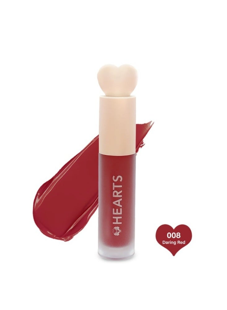 Hearts Liquid Matte Lipstick 008 Daring Red - Image 1