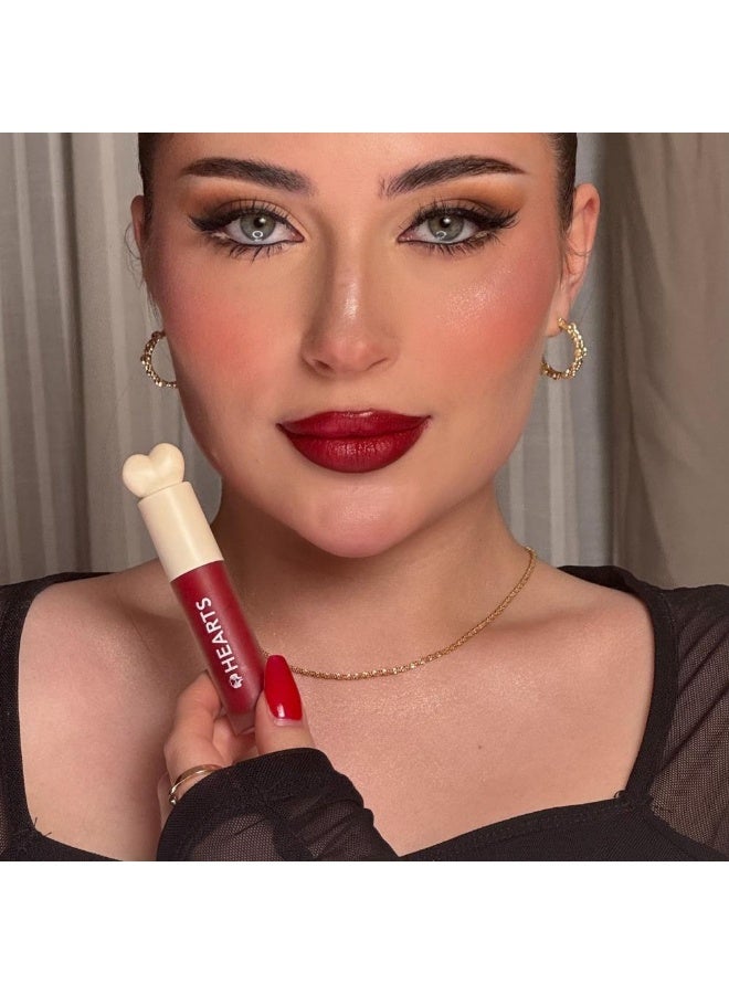Hearts Liquid Matte Lipstick 008 Daring Red - Image 4