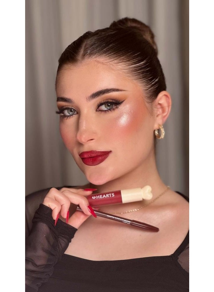 Hearts Liquid Matte Lipstick 008 Daring Red - Image 3