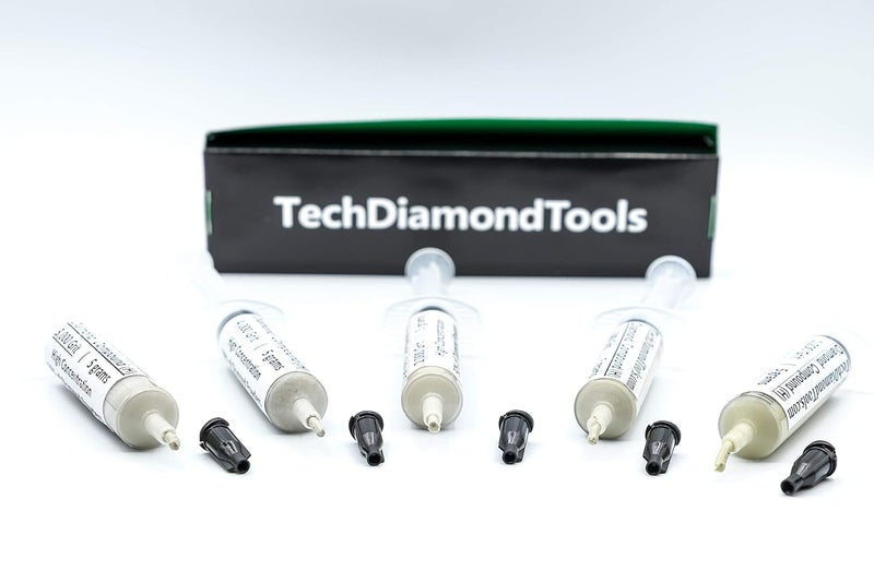 TechDiamondTools Diamond Polishing Compound Kit of 5 Polishing Paste USA Made 1200 1500 2000 3000 4000 Grit for Marble Glass Metal Rock Jewelry Resin Silver with High Concentration of Diamond Powder - Image 1