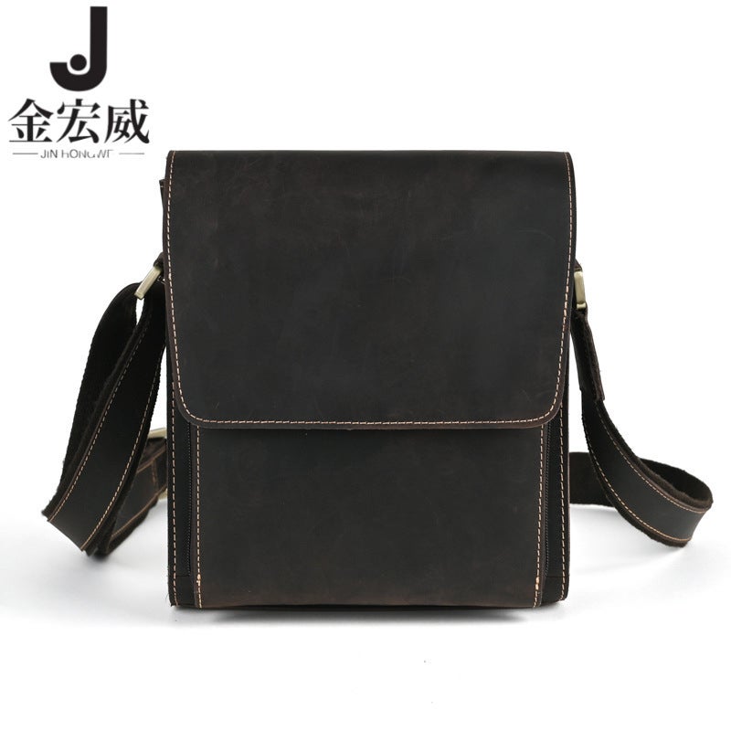 Crazy Horse Leather Retro Shoulder Messenger Bag Personality Flap Messenger Bag First Layer Cowhide Crossbody Bag For Men - Image 2