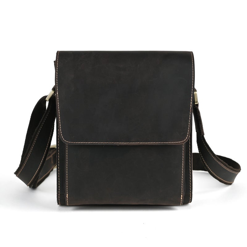 Crazy Horse Leather Retro Shoulder Messenger Bag Personality Flap Messenger Bag First Layer Cowhide Crossbody Bag For Men - Image 1