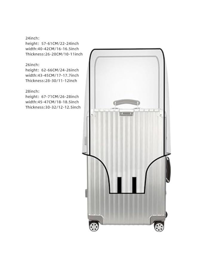 HOOKOR Luggage Protector Clear PVC Suitcase Cover Transparent Thicken Protectors Waterproof Cover for Wheeled Suitcase (26inch) - Image 2