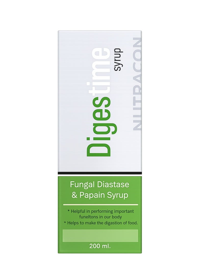 Digestime Digestive Enzyme Syrup with Fungal Diastase & Papain for Digestion Support 200ml