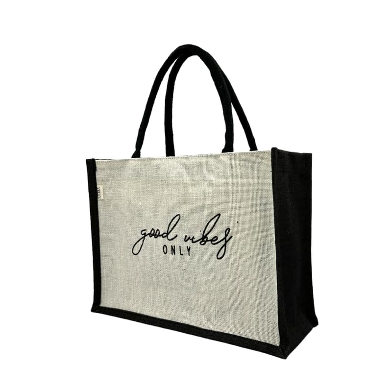 JUTEKA quote printed Jute Bag for Lunch, Office, Grocery, Picnic, Tiffin, Shopping Hand Bag with padded cotton handles… - Image 3
