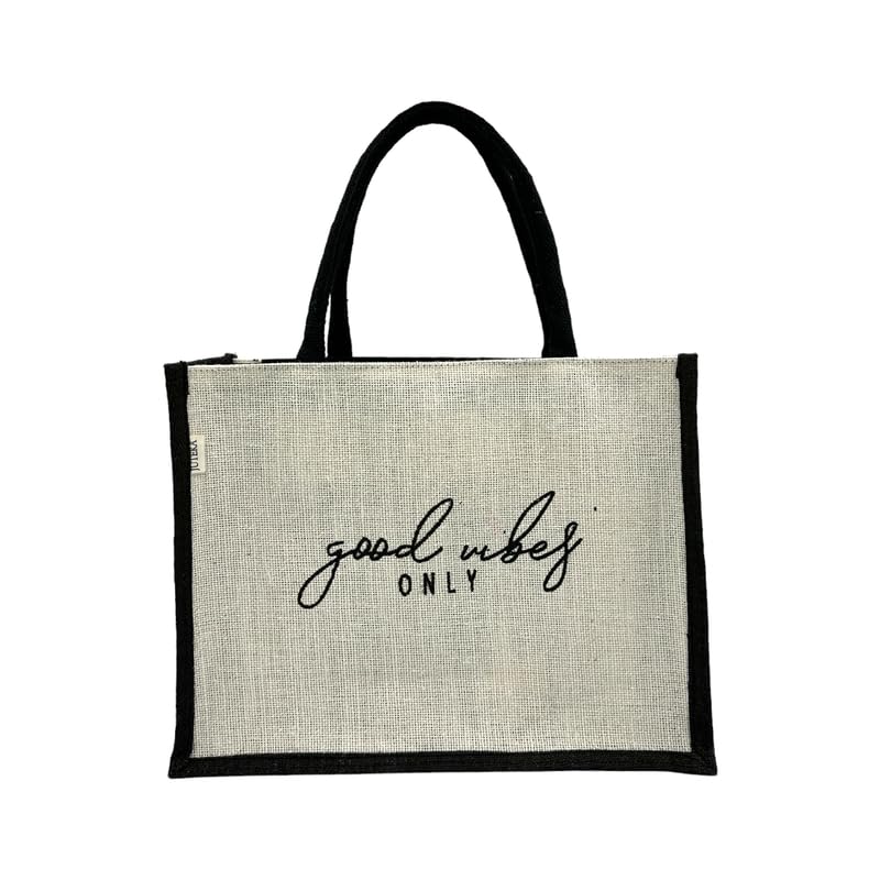 JUTEKA quote printed Jute Bag for Lunch, Office, Grocery, Picnic, Tiffin, Shopping Hand Bag with padded cotton handles… - Image 2