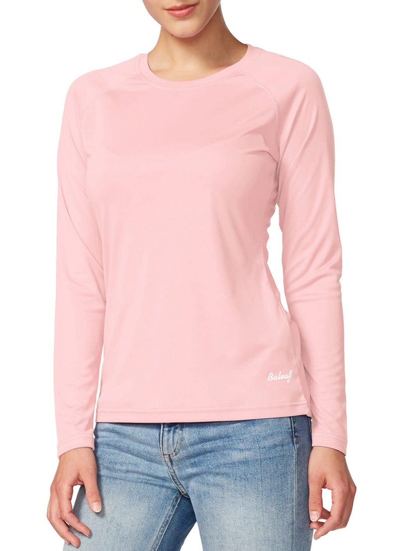 baleaf Women's UPF 50+ Long Sleeve Rash Guard Swim Shirts SPF Quick Dry Lightweight T-Shirt Outdoor Hiking Runing Seashell Pink Size M - Image 1