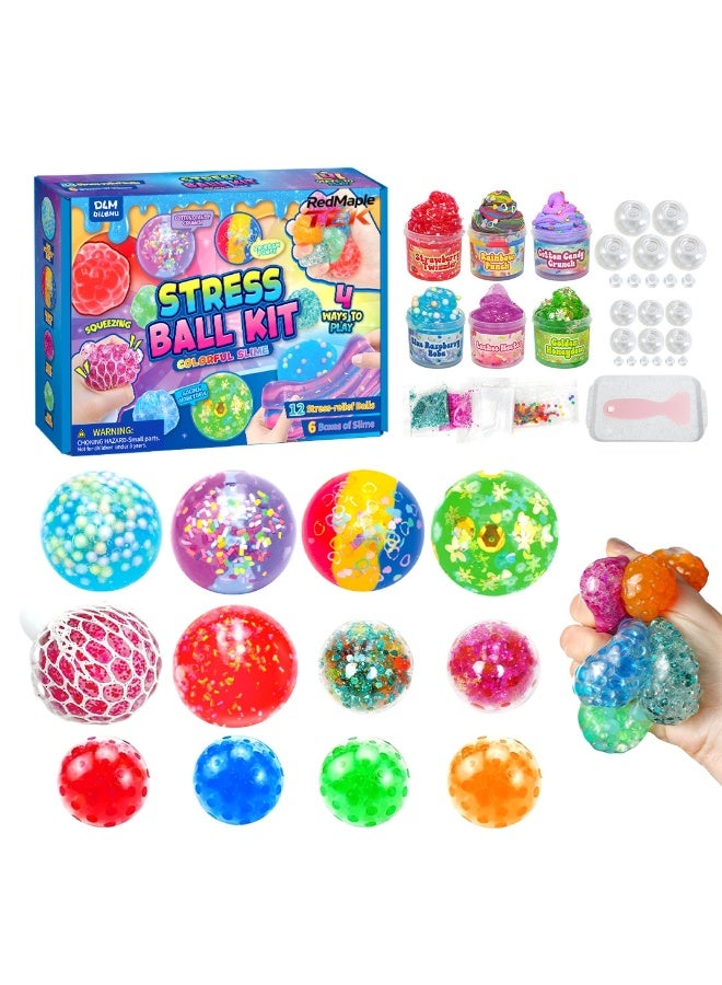 Redmaple DIY Stress Ball Slime Kit, Make Your Own Squishy Balls with Slime & Add-Ins, Creative Sensory Toy for Kids - Image 1
