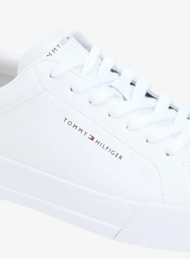 TOMMY HILFIGER White/Succulent Green Court Low Top Lace Up Sneakers for Men | Best Price UAE