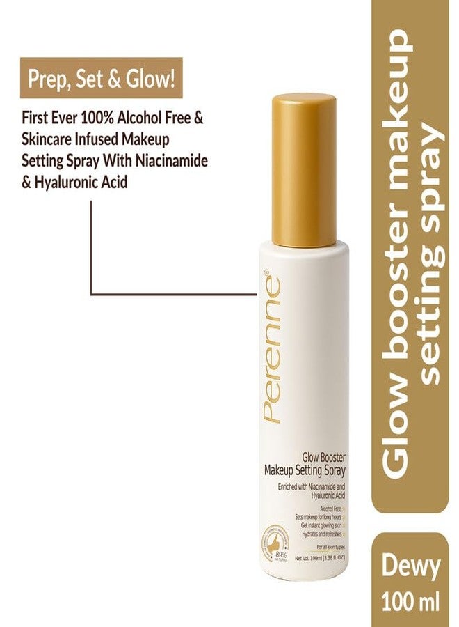 Perenne Glow Booster Makeup Setting Spray with Hyaluronic acid, Aloe vera and Niacinamide| Natural Dewy Finish| Hydrating| Long Lasting Makeup Fixer|Alcohol Free| Paraben Free (100 ml) - Image 2