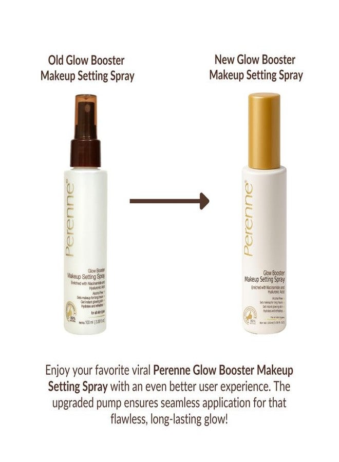 Perenne Glow Booster Makeup Setting Spray with Hyaluronic acid, Aloe vera and Niacinamide| Natural Dewy Finish| Hydrating| Long Lasting Makeup Fixer|Alcohol Free| Paraben Free (100 ml) - Image 3